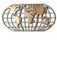 Décoration murale Nibin L120xH60cm Grille globe terrestre Métal Or et LED