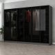 Dressing 2 tiroirs et 10 étagères Antipaxos L270xH190cm Bois Anthracite et Verre fumé Noir