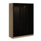 Dressing 2 tiroirs et 5 étagères Antipaxos L135xH210cm Bois clair et Verre fumé Noir