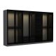 Dressing 2 tiroirs et 5 étagères Antipaxos L315xH190cm Bois Anthracite et Verre fumé Noir