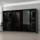Dressing 2 tiroirs et 5 étagères Antipaxos L315xH210cm Bois Anthracite et Verre fumé Noir