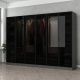 Dressing 4 tiroirs et 10 étagères Antipaxos L270xH210cm Bois Anthracite et Verre fumé Noir