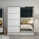 Dressing avec 2 porte coulissantes et miroir à droite Carina L180xH210cm Blanc