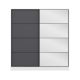 Dressing avec 2 porte coulissantes et miroir à droite Carina L180xH210cm Anthracite et Blanc
