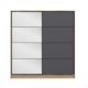 Dressing avec 2 porte coulissantes et miroir à gauche Carina L180xH210cm Bois clair et Anthracite
