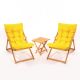 Ensemble 2 chaise de jardin et 1 table basse Purrault Bois massif clair et Tissu Jaune