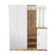 Ensemble armoire de rangement et porte manteau Laskay style scandinave en bois Blanc et Blanc