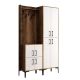Ensemble armoire de rangement et porte manteau Shera en bois Chêne foncé et Blanc
