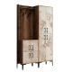 Ensemble armoire de rangement et porte manteau Shera en bois Chêne foncé et Effet marbre