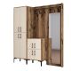 Ensemble armoire, miroir et porte manteau Shera Bois Naturel et Blanc crème