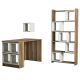 Ensemble bureau bibliothèque et étagère Officila Bois Naturel et Blanc Crème
