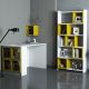 Ensemble bureau bibliothèque et étagère Officila Bois Blanc et Jaune