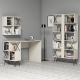 Ensemble bureau bibliothèque et étagère style industriel Officima Bois Blanc crème