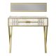 Ensemble console et miroir Wilma Métal Or et Bois Blanc effet marbre et Motif Géométrique Or
