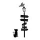 Ensemble de décoration murale chat et panneau de signalisation Platus Métal Noir
