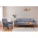 Ensemble Fauteuil et Canapé 3 places convertible Agios Tissu Gris