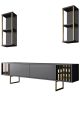 Ensemble meuble TV avec 2 étagères Manaslu Métal Or et Bois Anthracite