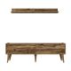 Ensemble meuble TV avec étagère murale Oviva Bois foncé