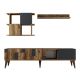 Ensemble Meuble TV et 2 étagères murale Dusty Bois foncé et Anthracite