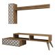 Ensemble meuble TV et étagère Atho Bois et Blanc