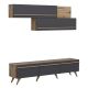 Ensemble meuble TV et étagère murale Brazos Bois et Anthracite