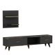 Ensemble meuble TV et étagère murale Claus Anthracite et Or