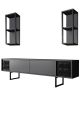 Ensemble meuble TV et étagère murale Gila Noir et Anthracite