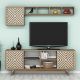 Ensemble meuble TV et étagère Waevo Bois et Blanc crème