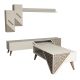 Ensemble meuble TV, étagère et table basse Forces Motif Arabesque Blanc crème