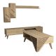 Ensemble meuble TV, étagère et table basse Forces Motif Arabesque Chêne clair