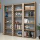 Étagère bibliothèque 3 rangées Oppidanus L184cm Bois Naturel et Blanc créme