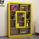 Étagère bibliothèque Infula liseré 140cm Bois Noyer et Jaune