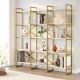 Étagère bibliothèque Opawa L170cm Métal Or et Bois Effet marbre Blanc
