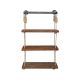 Étagère murale à corde 3 tablettes Noha L60xH120cm Bois massif foncé et Métal Noir