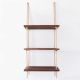 Étagère murale à corde 3 tablettes Scott L40xH110cm Bois massif foncé et Corde Beige