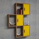 Étagère murale asymétrique 3 portes Pluteo L75xH112,6cm Bois et Jaune