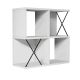 Étagère murale Crux L60xH60cm Métal Noir et Bois Blanc