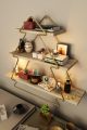 Étagère murale sapin effet flottant Accordaem 53 x 15 x 60 cm Bois Métal Brun Doré