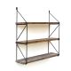 Étagère murale style industriel 3 tablettes Arja L60xH55cm Métal Noir et Bois massif foncé