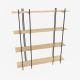Étagères bibliothèque Teruel L160xH180cm Métal Noir et Bois Chêne clair