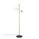 Lampadaire 3 lampes sphériques Hulla H163cm Verre Blanc et Métal Or