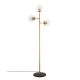 Lampadaire 3 lampes sphériques Hulla H163cm Verre Transparent et Métal Or