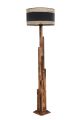 Lampadaire Abies H165cm Métal Effet Bois clair et Rotin Beige et Tissu Noir