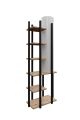Lampadaire avec étagère au sol Ulkady H135cm Bois clair et Noir et Tissu Blanc
