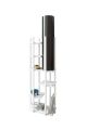 Lampadaire avec étagère au sol Ulkady H160cm Bois Blanc et Tissu Noir
