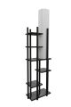 Lampadaire avec étagère au sol Ulkady H160cm Bois Noir et Tissu Blanc