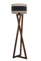 Lampadaire Ciol H150cm Métal Bois clair et Rotin Beige et Noir