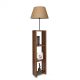 Lampadaire combiné 3 étagères Accensola Tissu Marron et Bois Marron