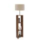 Lampadaire combiné 3 étagères Poppy H150cm Tissu Beige et Bois Naturel