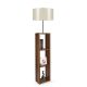 Lampadaire combiné 3 étagères Taura Tissu Blanc Crème et Bois Marron